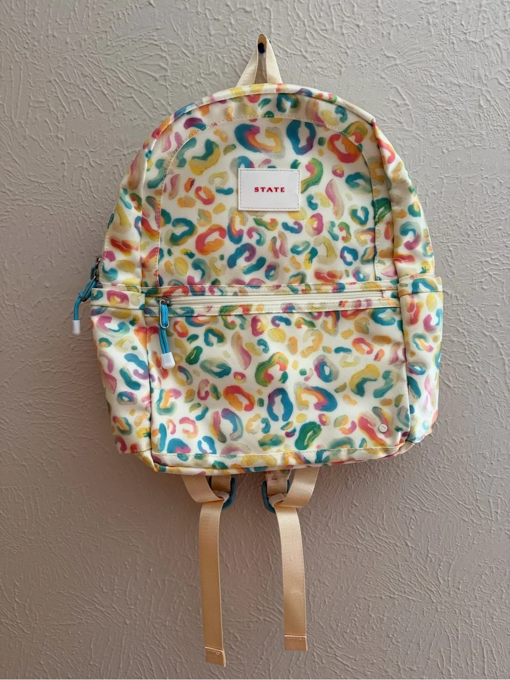 STATE Kane Backpack New Without Tags Colorful Watercolor Leopard Print